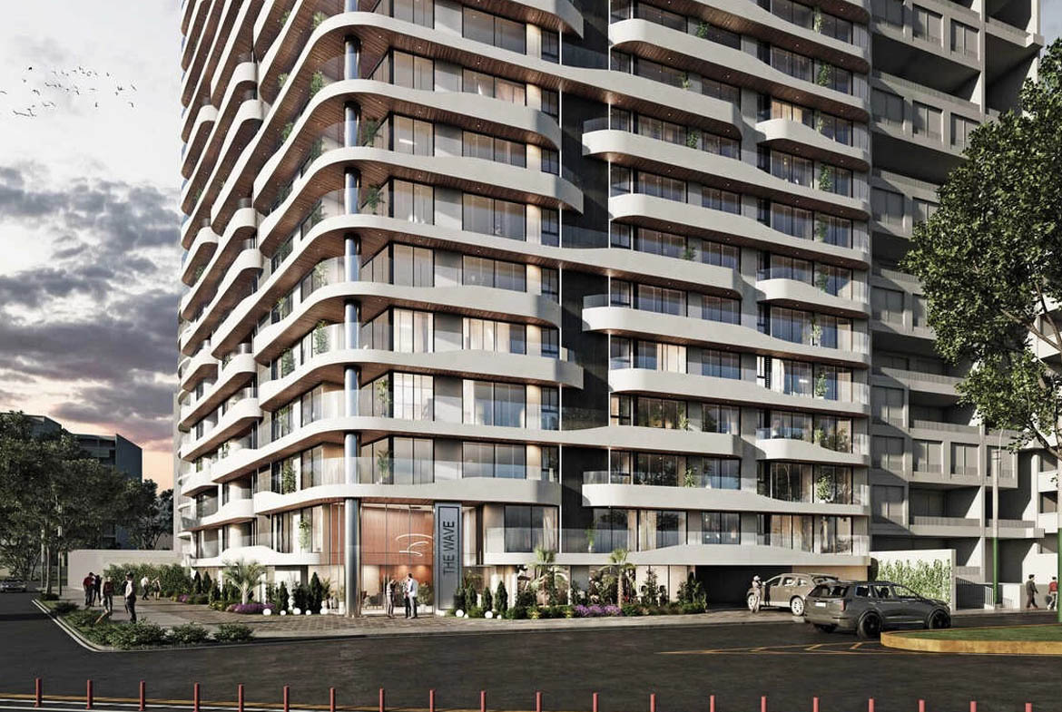 Fachada del edificio The Wave en Miraflores con diseño inspirado en el mar